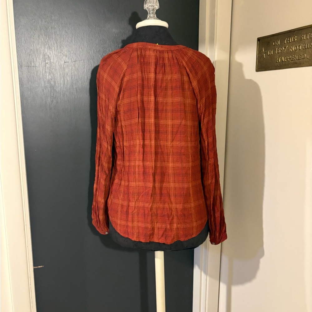 Universal Thread Rust Plaid Button Front Rayon Bl… - image 3